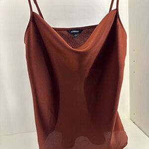 Express Satin Cowl Neck Camisole - Deep Rust